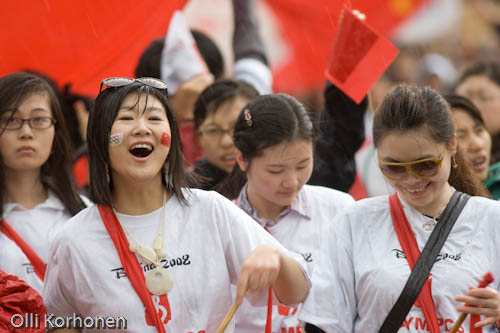 Tukholma 2008, mielenosoitus Pekingin olympialaisten puolesta.