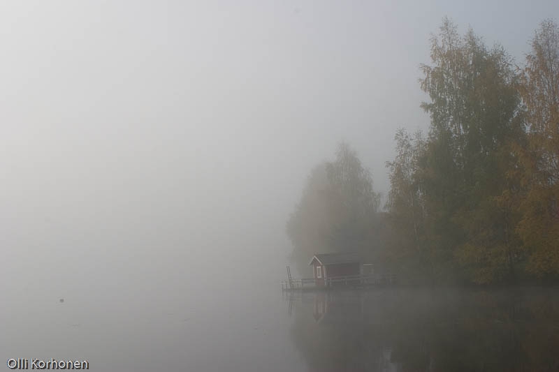 Sumu laskeutuu järvelle.