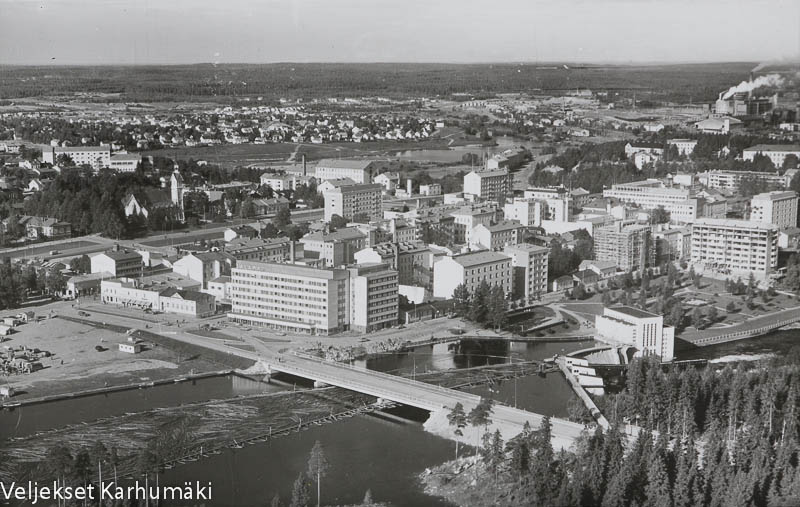 Ilmakuva Kajaanista, 1960-luku.