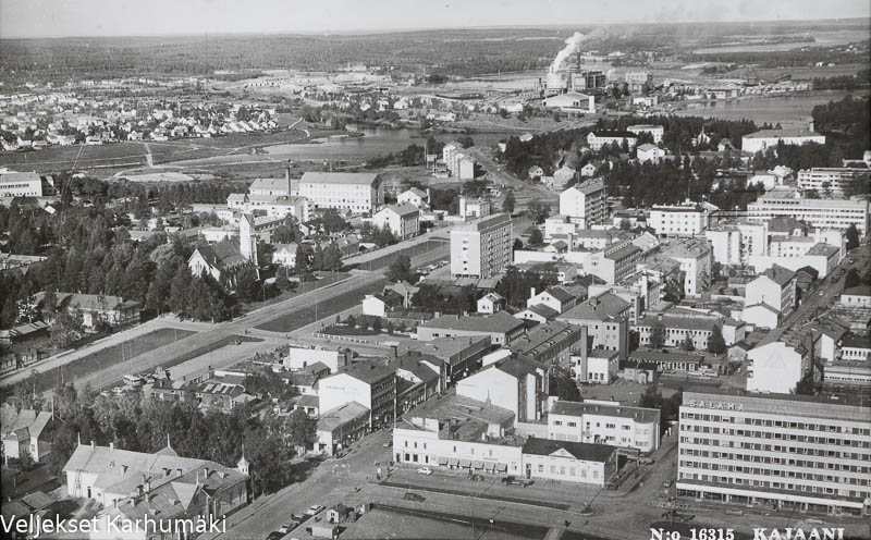 Ilmakuva Kajaanista, 1960-luku.