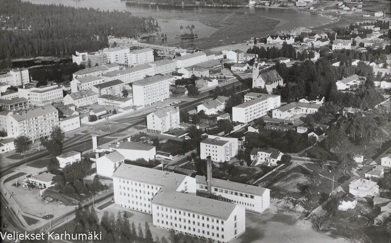 Ilmakuva Kajaanista, 1960-luku.