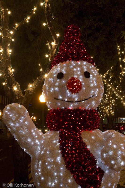 Lumiukko, jouluvalot, Avenida Arriaga, Funchal, Madeira.