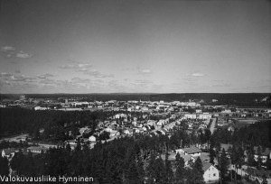 Kajaani, näkymä Lehtikankaan uudesta näköalatornista, 1960-luku, valokuvausliike Hynninen